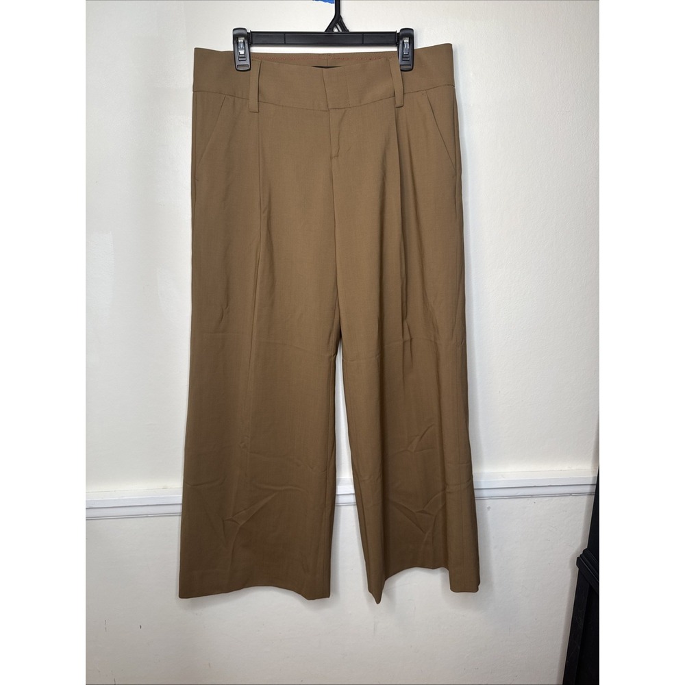 Alice + Olivia employed Eric Low Rise Wide Leg Pant Brown khaki Size 10/12 wool